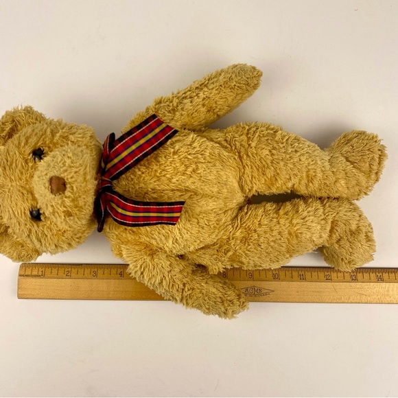 Ty Classic Curly Binks Bear Vintage 2002 12" Tan Stuffed Plush, Plaid Bow - Picture 6 of 8